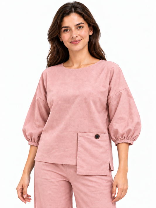 Women Pink Cotton Relaxed Fit Co-Ord Set