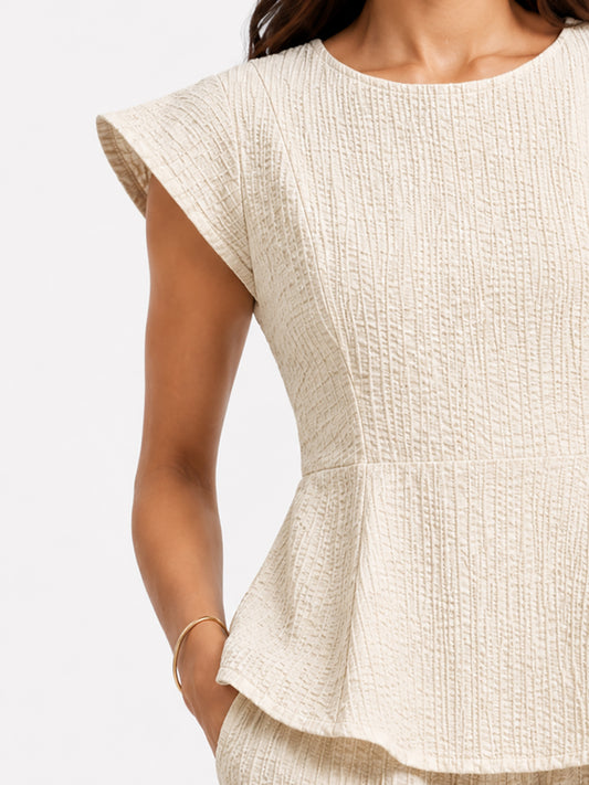 Women Beige Peplum Top