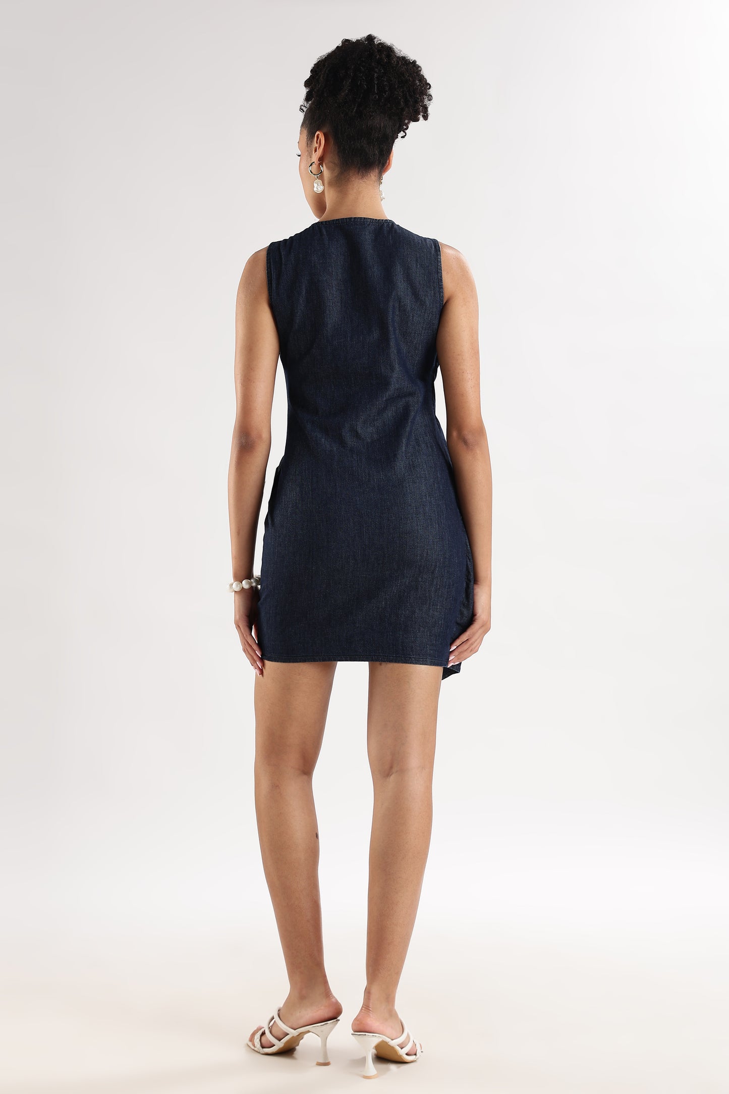 Bodycon Dress with Denim Overlay Black and Blue