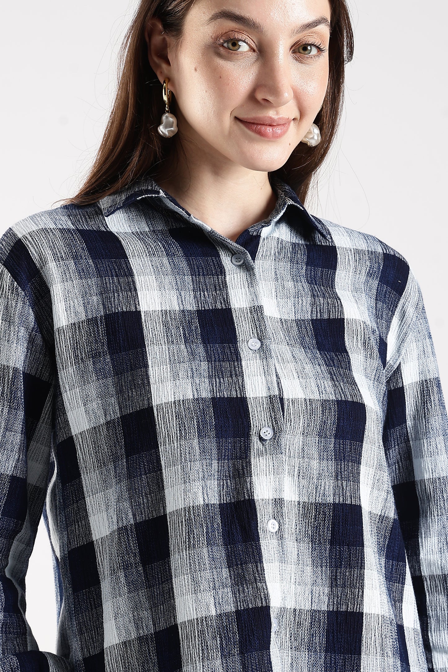 Asymmetric Back Tie-up Shirt Navy Blue