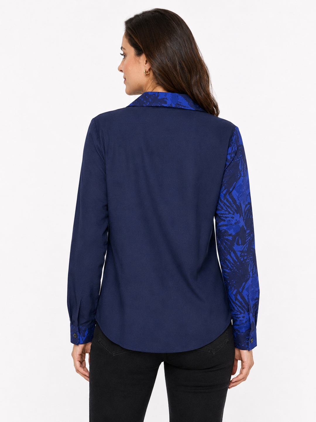 Women Blue Printed Color block Shirt