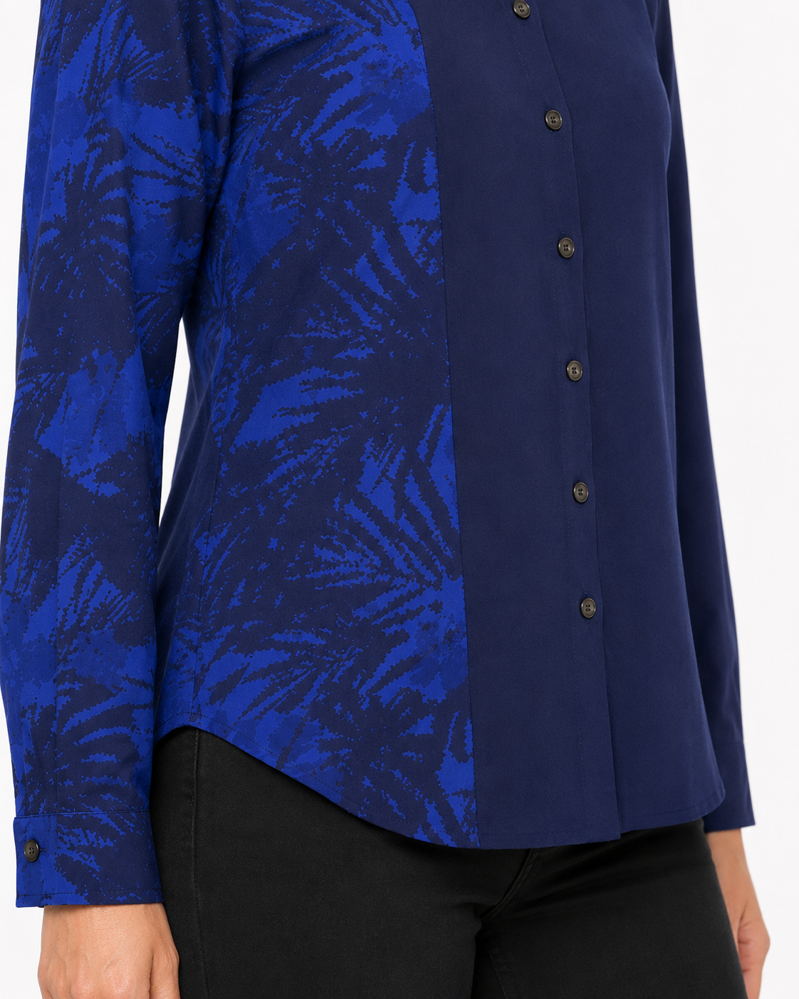 Women Blue Printed Color block Shirt