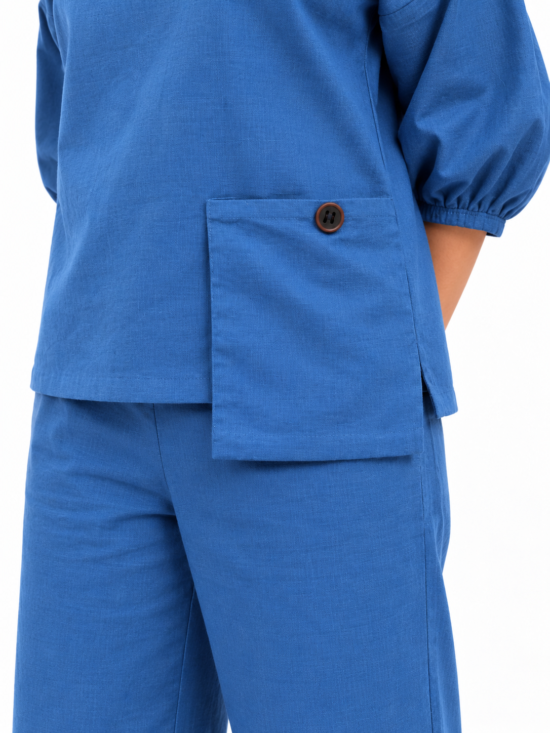 Women Blue Cotton Relaxed Fit Co-Ord Set