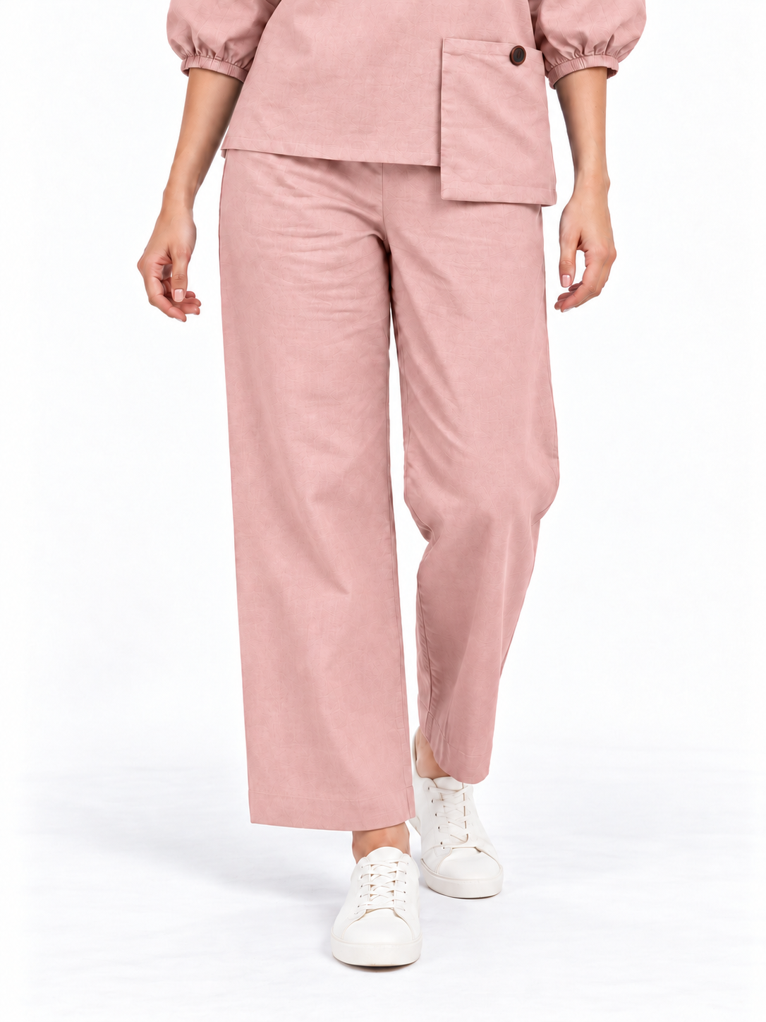 Women Pink Cotton Relaxed Fit Co-Ord Set