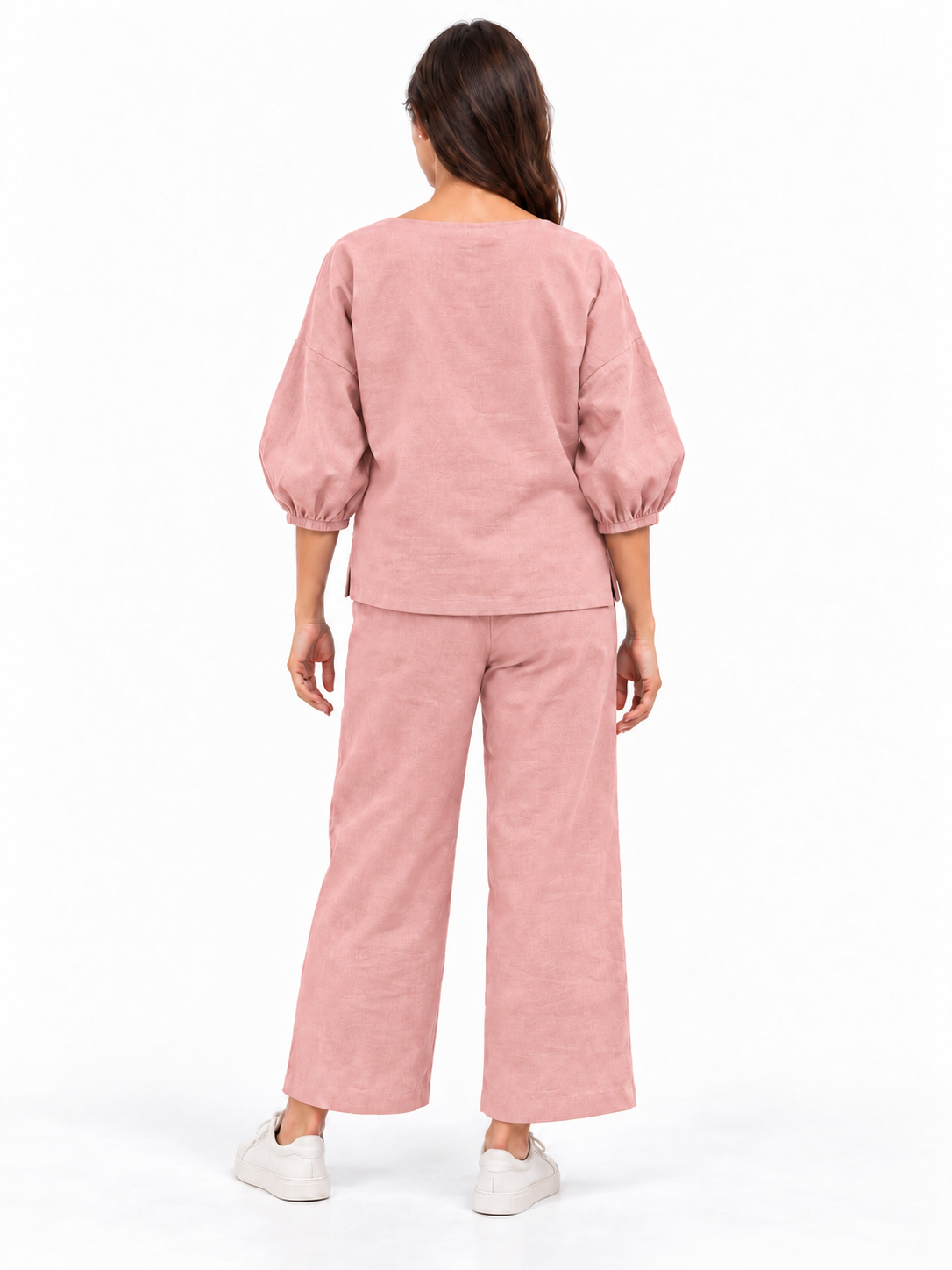 Women Pink Cotton Relaxed Fit Co-Ord Set