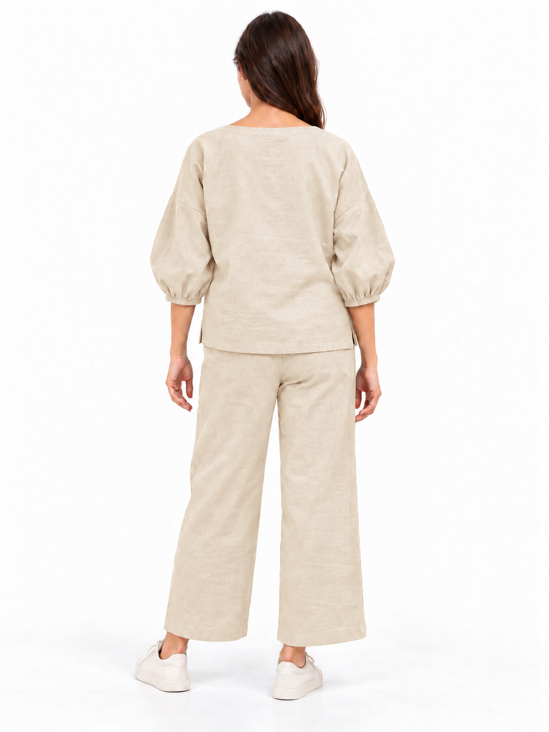 Women Beige Cotton Relaxed Fit Co-Ord Set