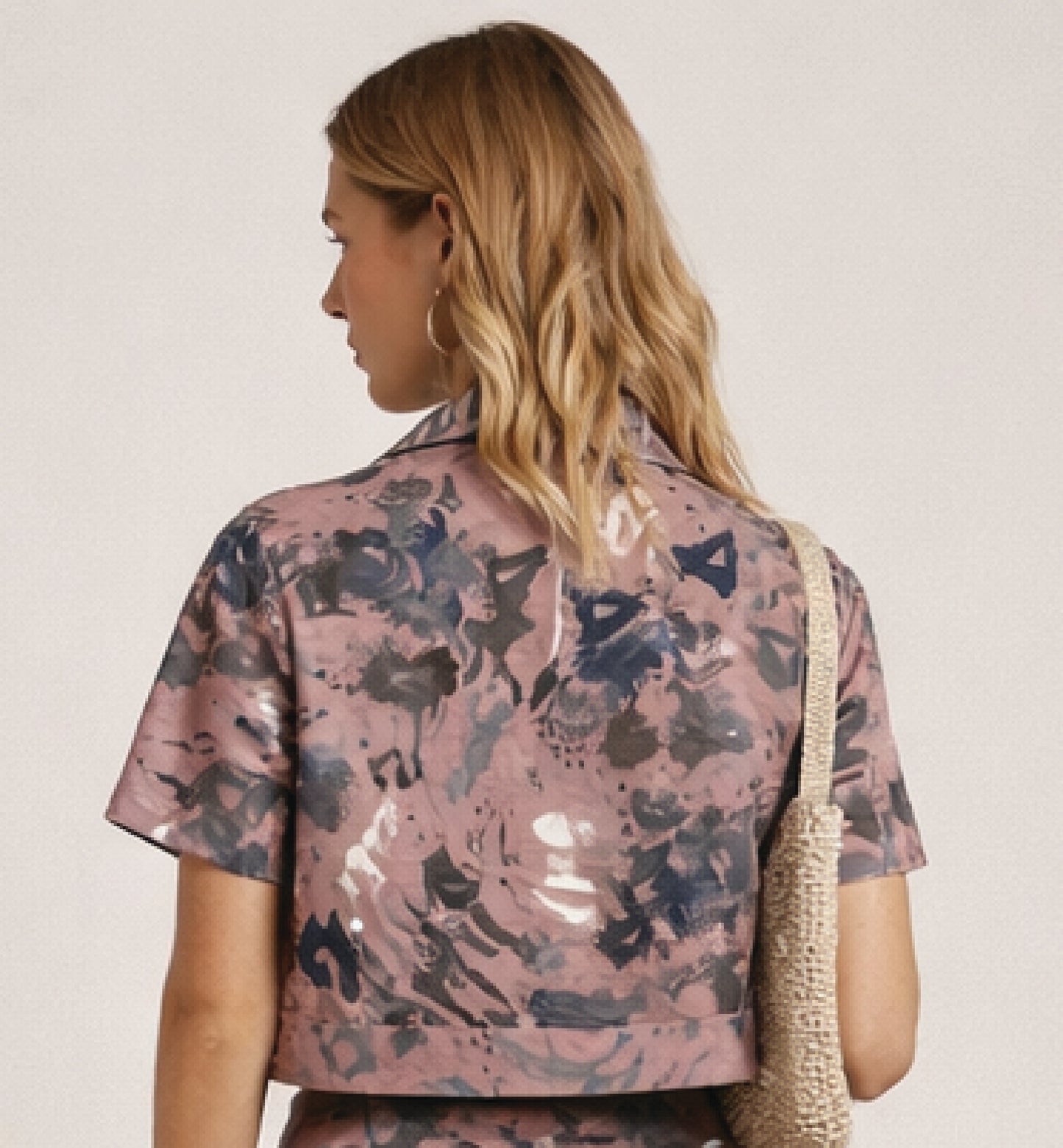 Pink Camp Collar Crop Shirt