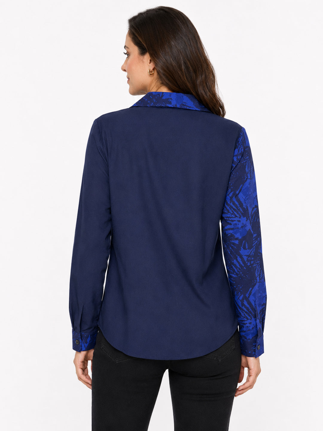 Pure Linen Blue Color Block Shirt