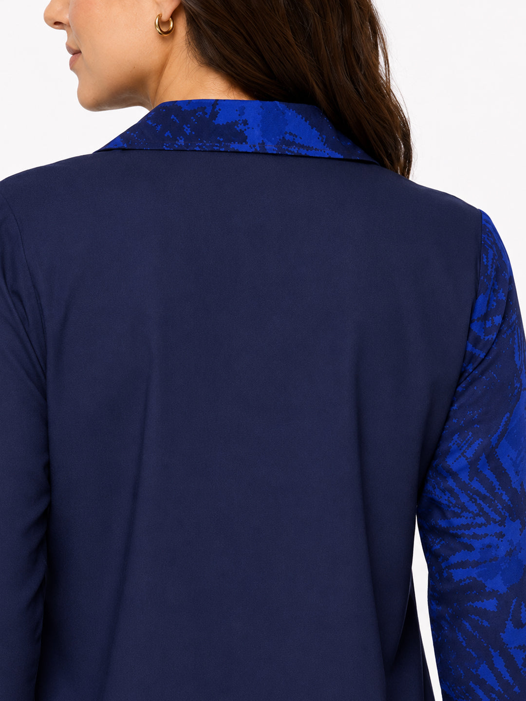 Pure Linen Blue Color Block Shirt