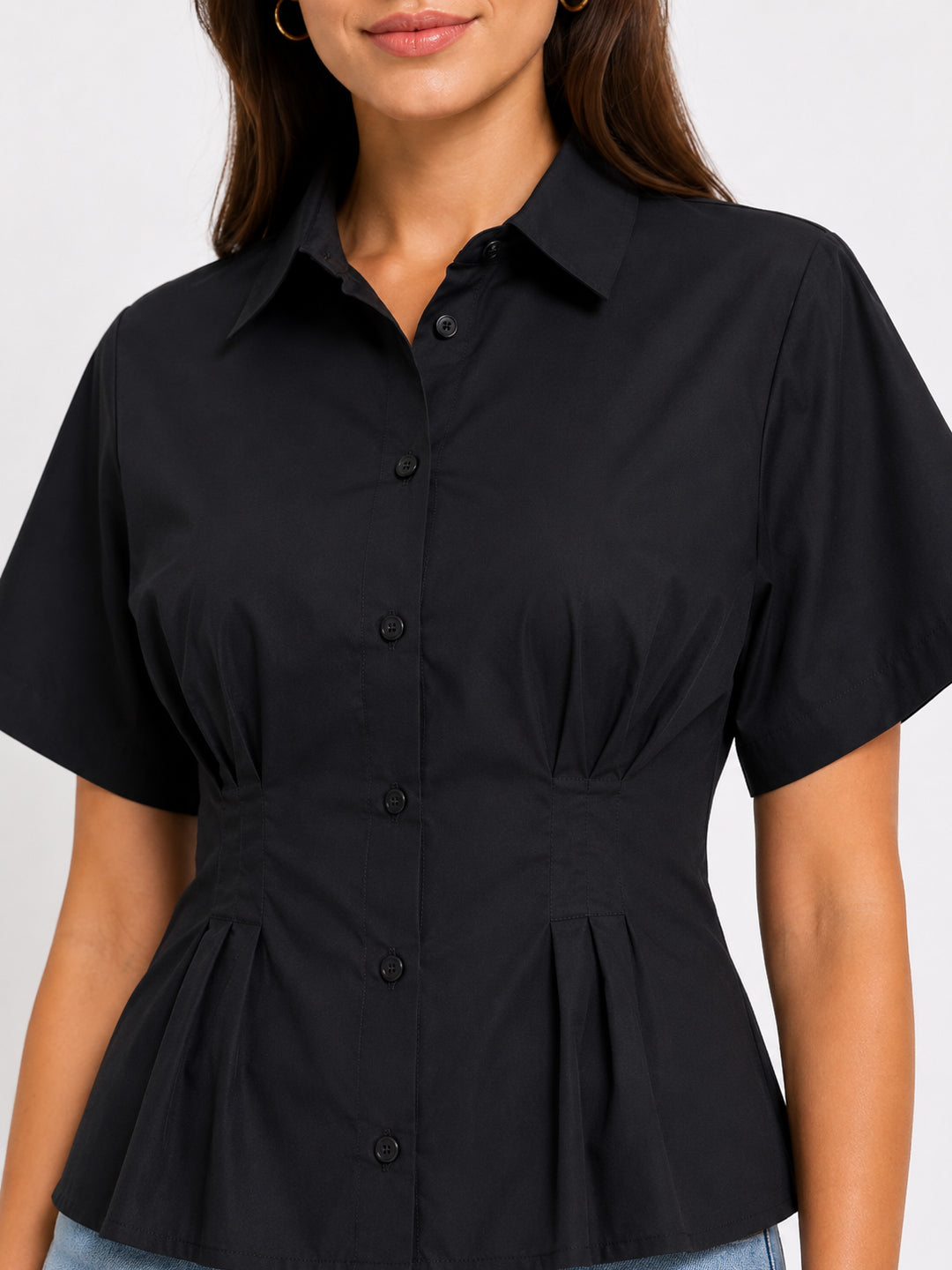 Women Black Short Sleeve Shirt
