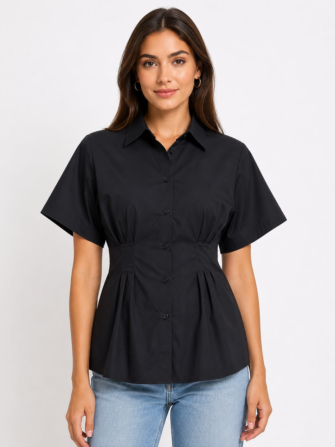 Women Black Short Sleeve Shirt