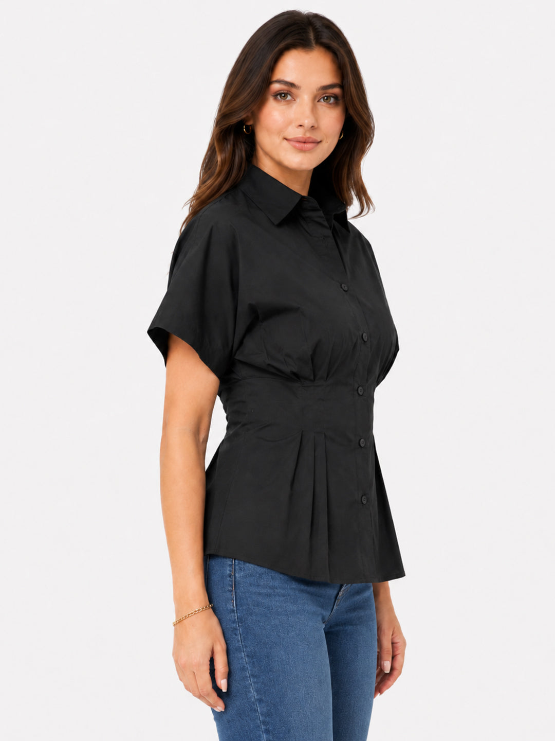 Women Black Short Sleeve Shirt