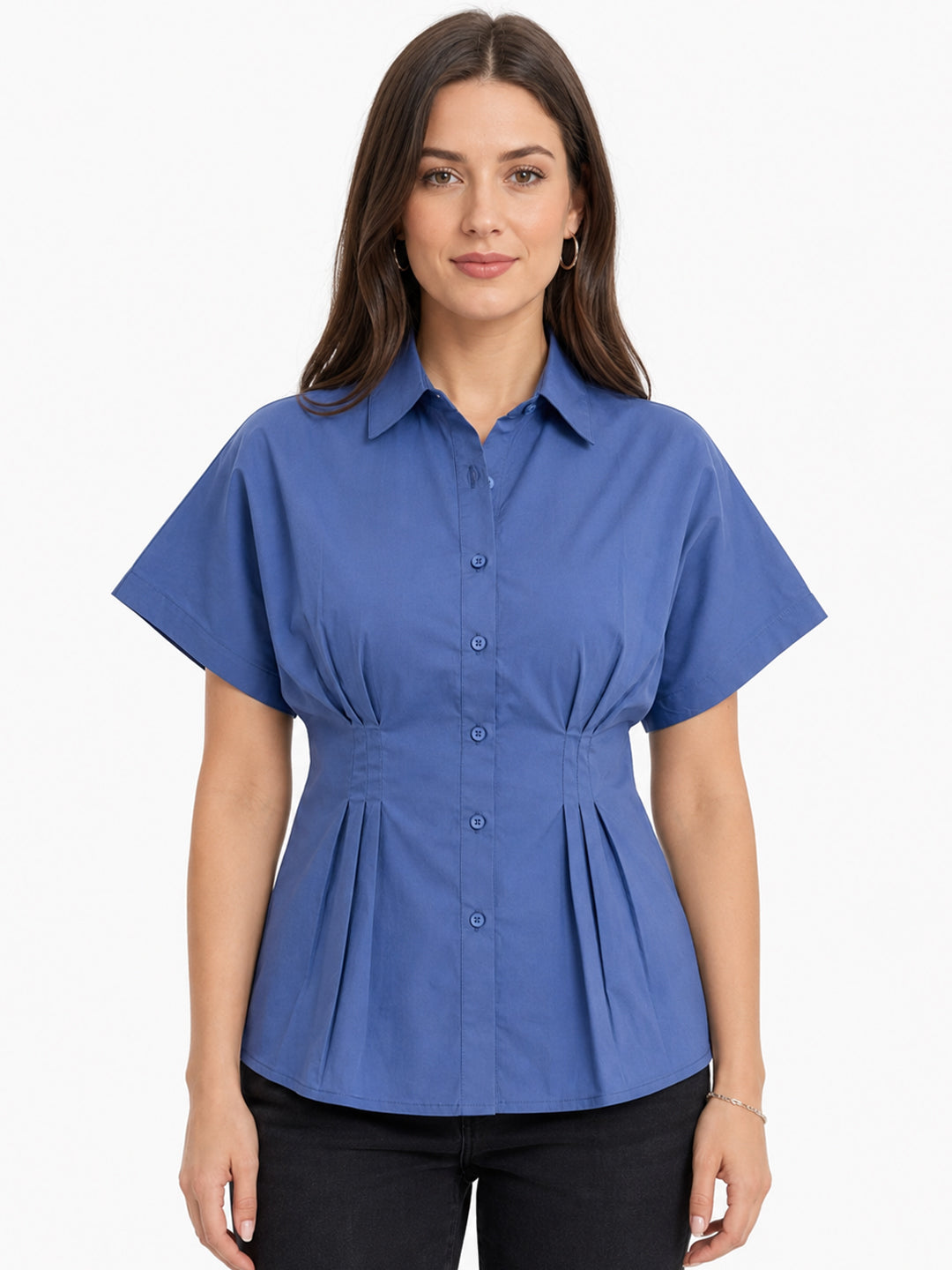 Women Blue Short Sleeve Shirt