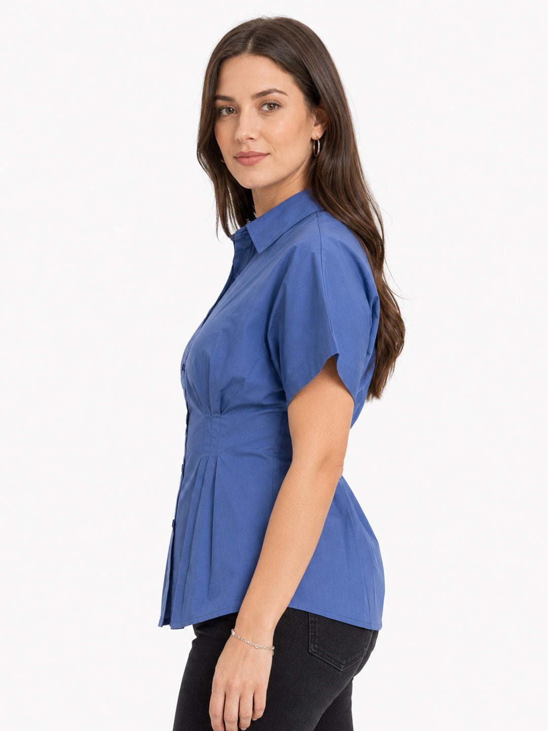Women Blue Short Sleeve Shirt