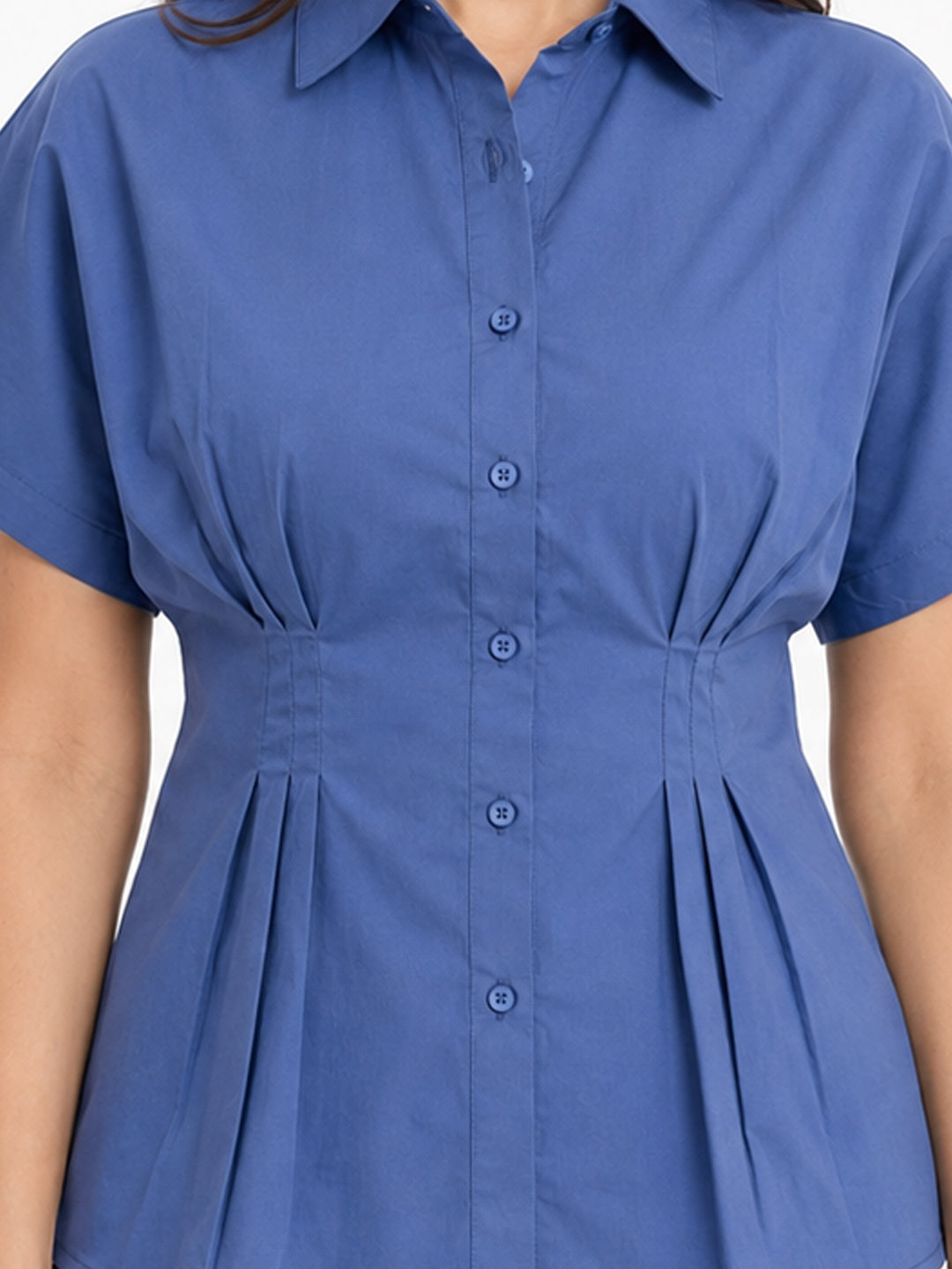 Women Blue Short Sleeve Shirt