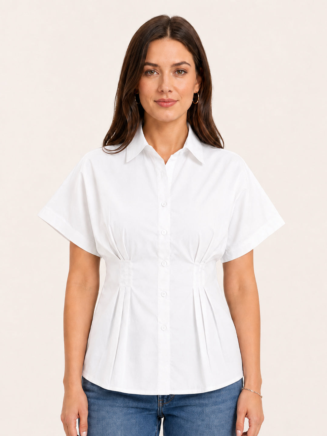 Women White Short Sleeve Shirt