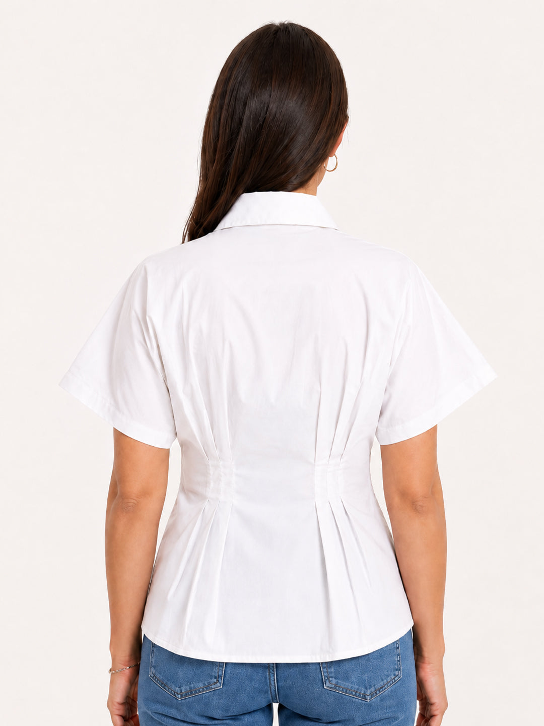 Women White Short Sleeve Shirt