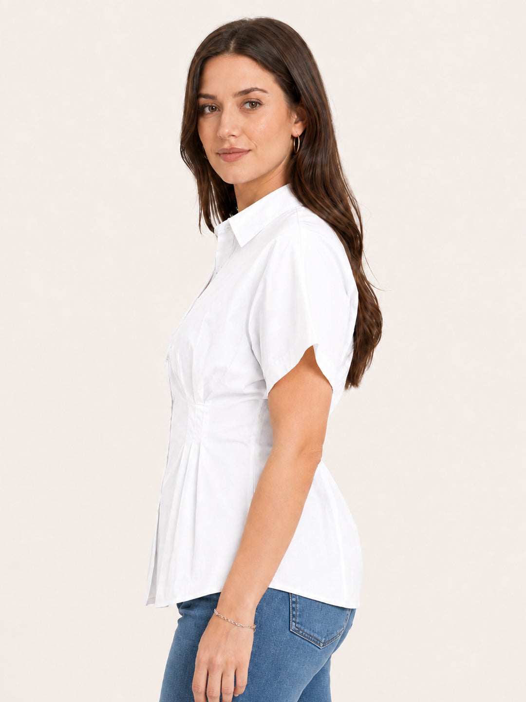 Women White Short Sleeve Shirt