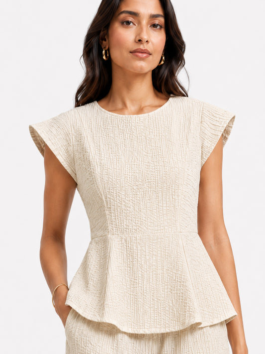 Women Beige Peplum Top