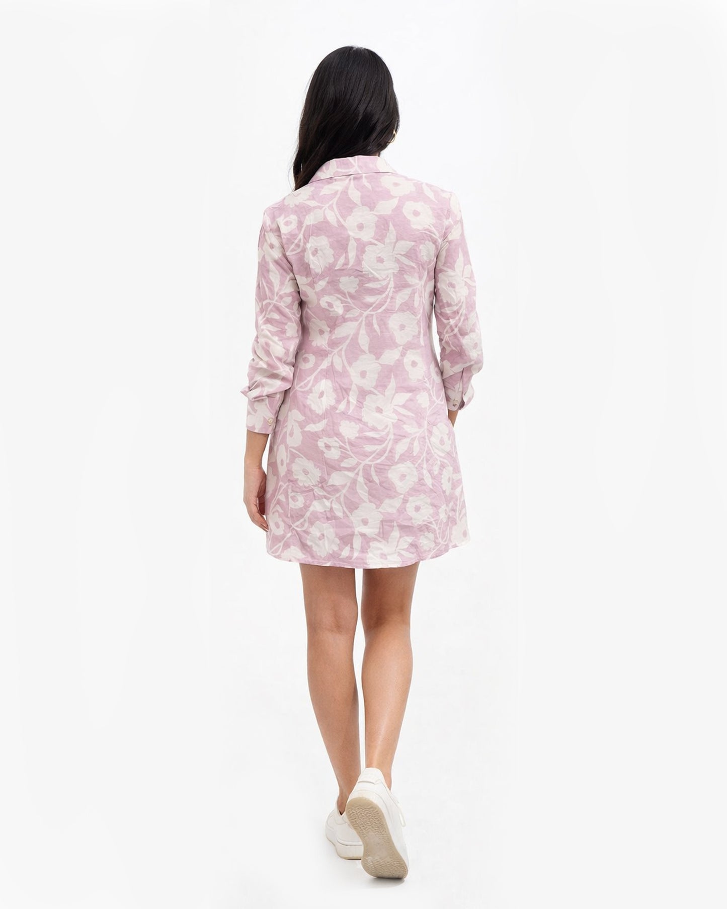 Floral Shirt Dress Dusty Pink