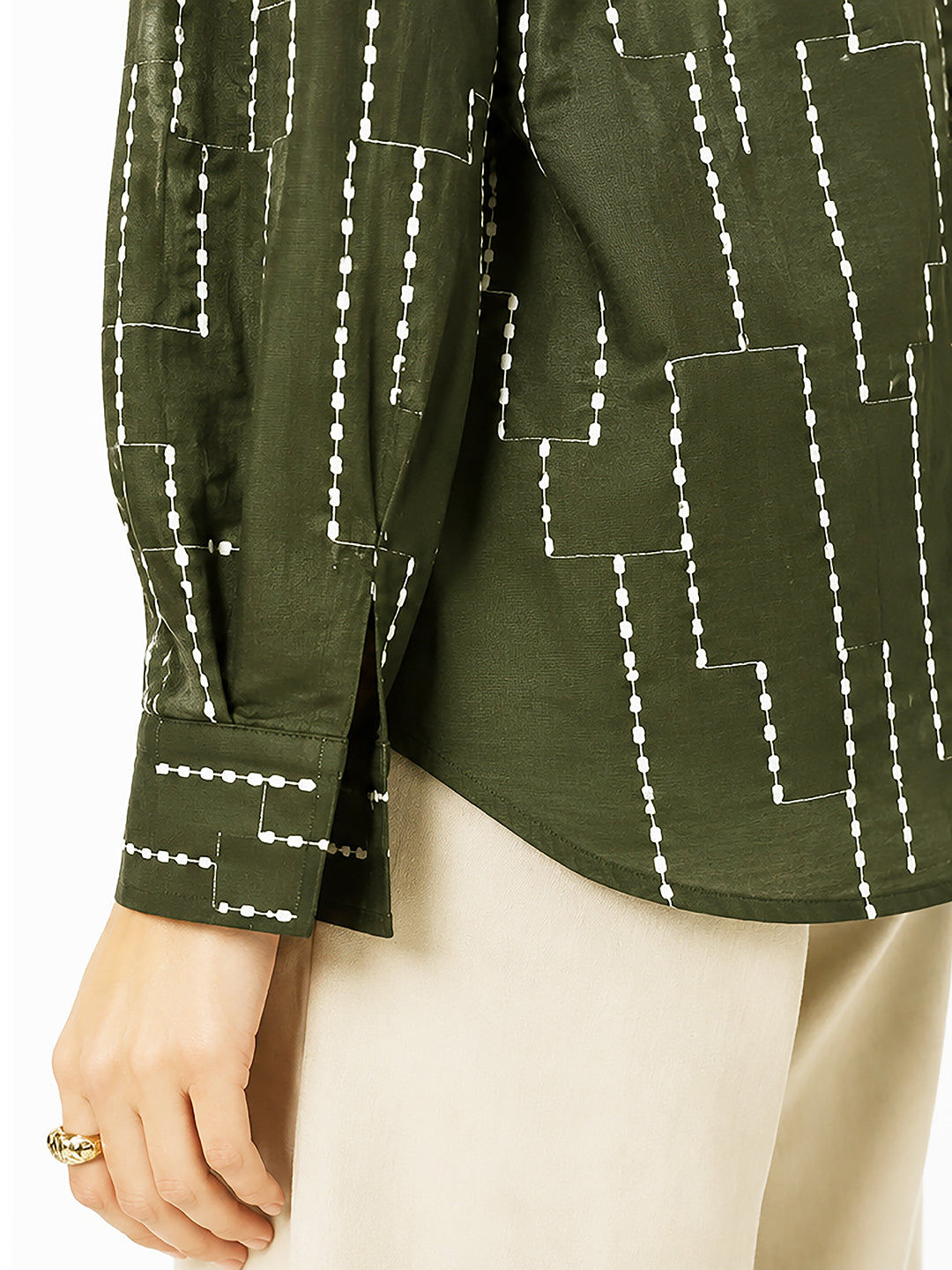 Women Green Casual Full Sleeves Shirt