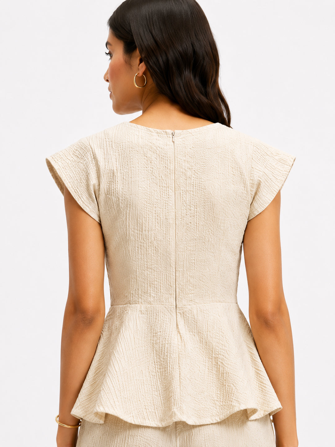 Women Beige Peplum Top
